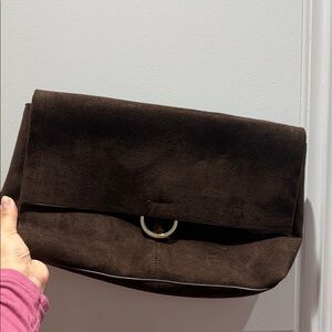 Brown Suede Clutch